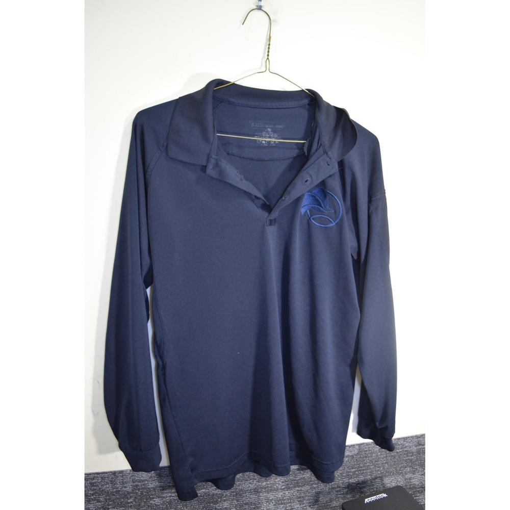 5.11 DEA Subdued Logo Long Sleeve Polo Shirt MENS L Blue